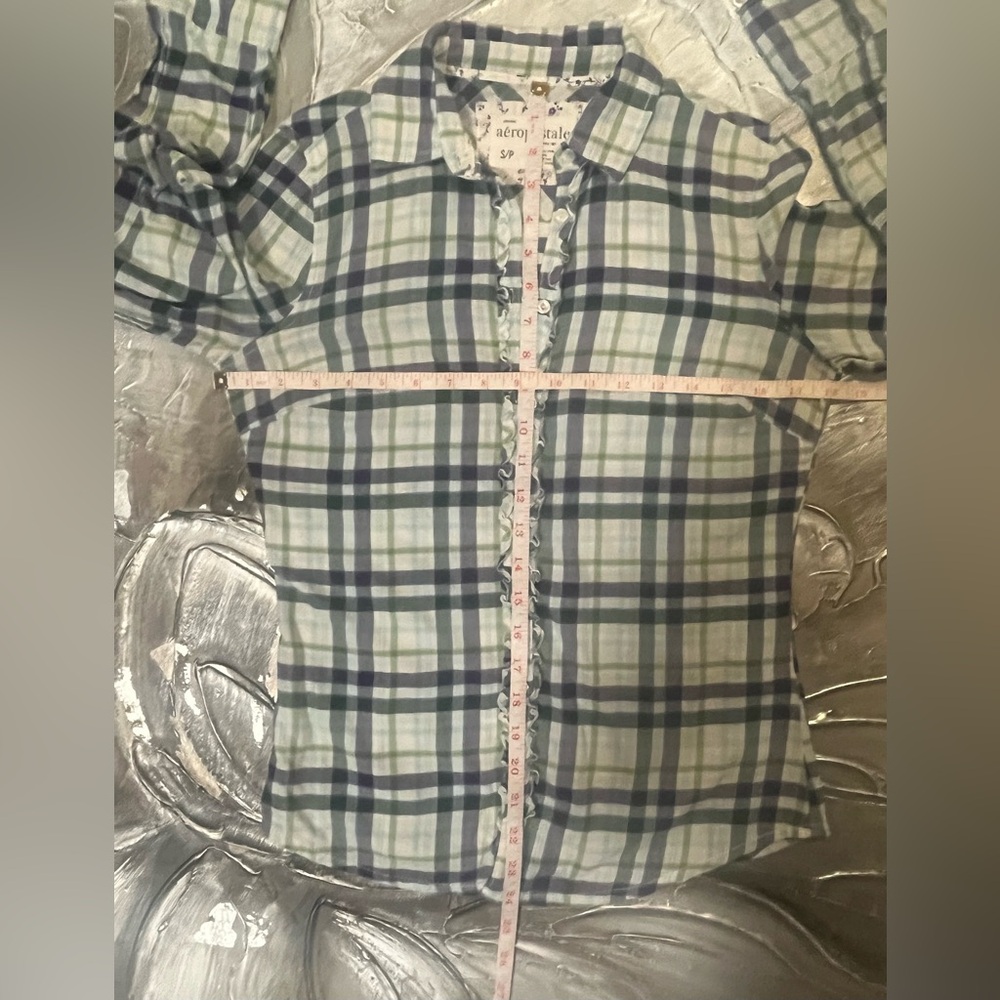 Aeropostale 2010 Green & Purple Y2K Western Long Sleeve Flannel Button Up Size S - Picture 2 of 16